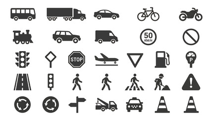 Set of transportation and traffic icons © MdSazidHasan