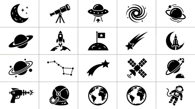 Set of space and astronomy icons