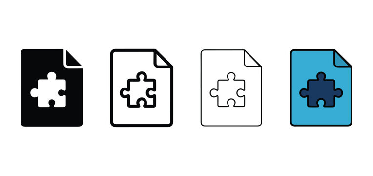 Puzzle pieces in file icons on white background  puzzle pieces in files  puzzle file icons