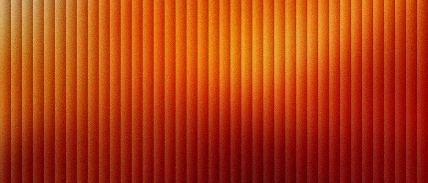 Abstract orange corrugated metal texture with vertical lines. Industrial warm copper background with rhythmic parallel stripes. Vibrant metallic surface for modern architectural design concepts.