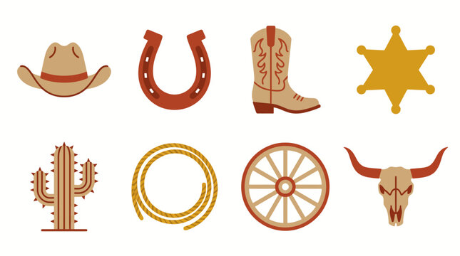 Wild West Cowboy Icons Vector Illustration Pack