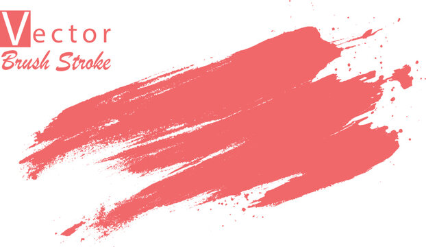 Hand painted textured pink ink splatter illustration. Textured pink gouache brush smear on white.
