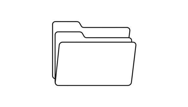 Simple line art outline of overlapping document folders representing professional organization and storage on white.