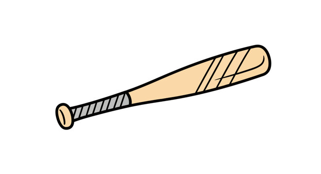 Wooden softball bat vector with textured grip handle on white