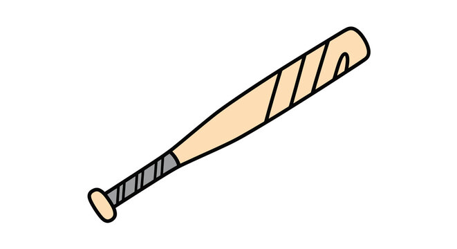 Classic wooden softball bat vector for sports competition