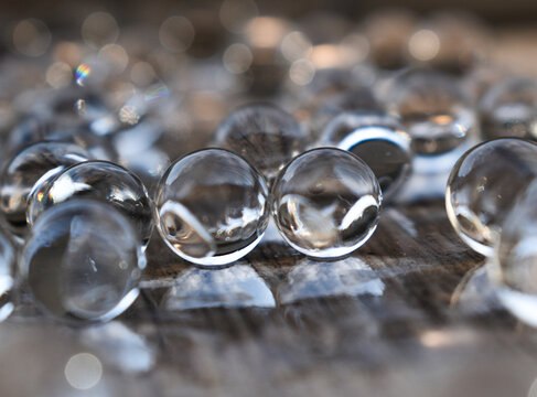 Macro photography of clear transparent hydrogel beads background