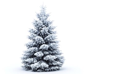 Fototapeta premium A detailed monochromatic sketch of a snow covered evergreen tree standing on a plain white background