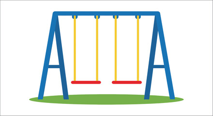 Playground swing set a colorful vector illustration on a white background equipment childrens play outdoor recreation park swings flat design cartoon graphic isolated simple cheerful © Vactor media 