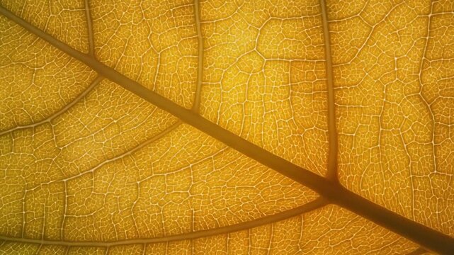 Macro video of a maple leaf surface revealing microscopic details, sharp veins, natural imperfections, and delicate textures