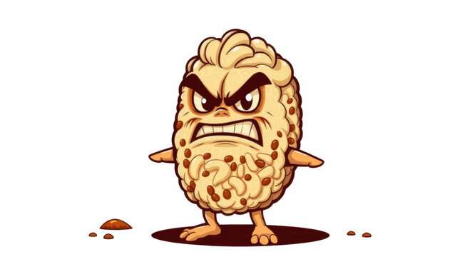 Angry Monster Cookie Mascot Character Illustration with Menacing Expression