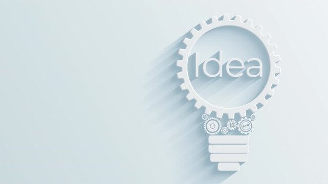 An idea is processed in a lightbulb with a gear mechanism