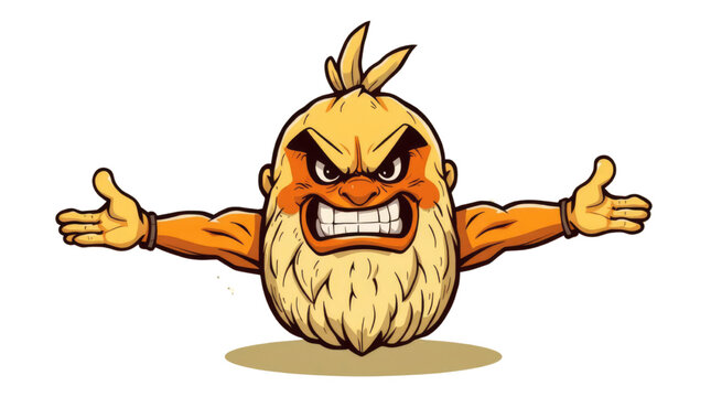 Angry Cartoon Mascot Character with Muscular Arms for Gaming Esport