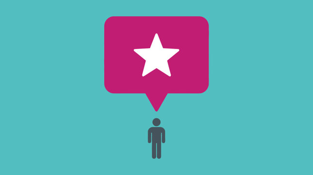 Abstract flat design composition with a large magenta rounded rectangle
