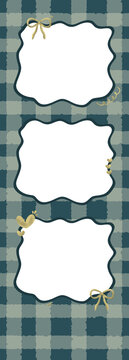 Cute photostrip with green background. Frame with ribbon.