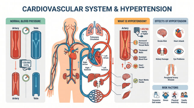 Cardiovascular System and Hypertension Illustration
