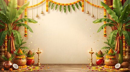 Fototapeta premium Traditional indian festival background with banana trees