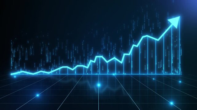 Digital financial graph showing exponential market growth