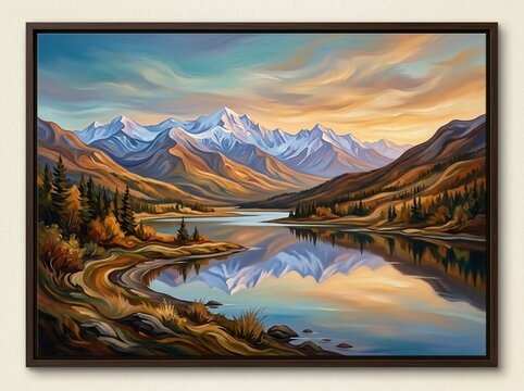 Serene Mountain Landscape with Lake and Reflections