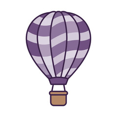 Naklejka premium Purple striped hot air balloon with basket vector illustration