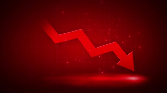 Red arrow representing financial market decline and economic recession
