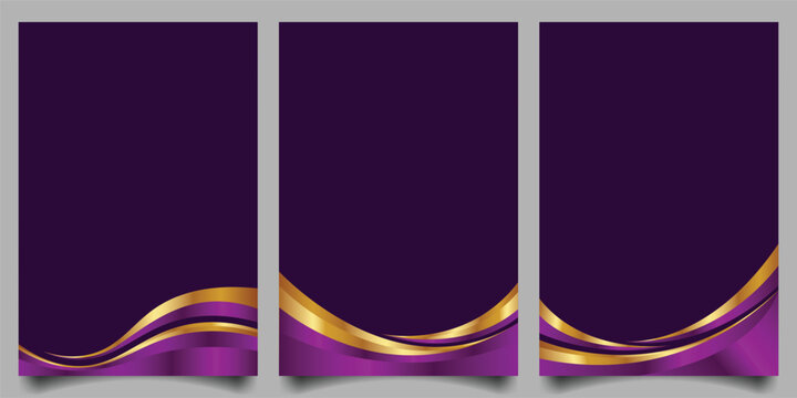 Sophisticated Abstract Golden Wave Design on Rich Purple Gradient for Elegant Branding and Event Banners