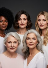 Obraz premium Diverse Group of Beautiful Women of Different Ages and Ethnicities for Skincare and Beauty Concept