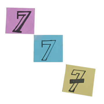 Number 77 and 477 icon on orange background