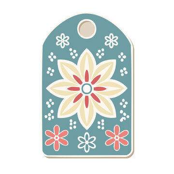 Floral Design Gift Tag Vector Illustration