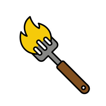 Fork with flame icon on transparent background