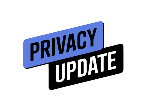 Privacy update notice label graphic design element with security