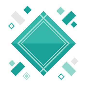 Abstract geometric diamond with scattered shapes