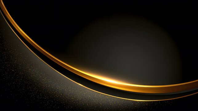 Elegant black background with golden wavy lines.