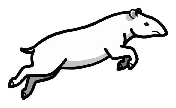 Malayan tapir jumping side view flat vector. Generative AI