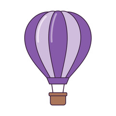 Naklejka premium Purple hot air balloon with basket vector illustration