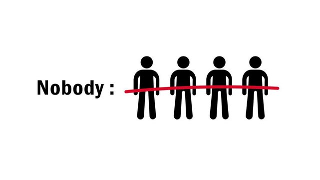 "Anybody" animation, "Anybody" educational icon with circled person symbol, transparent background, 4K video.