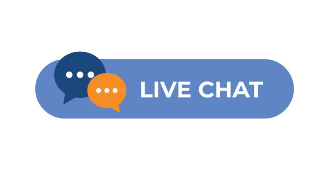 Modern blue live chat button featuring speech bubbles with dots for customer support communication interface design vector illustration isolated on a clean simple and minimalist style solid plain on w