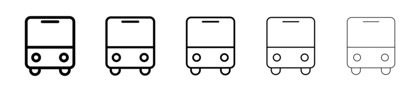 bus icon vector collection. front view bus transport icon vector collection for transit UI design