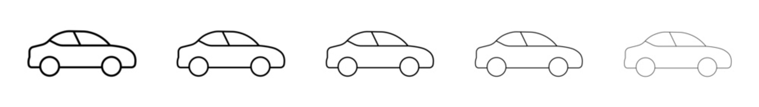 car linear outline icon. linear icon sequence of a modern sedan automobile with opacity changes for transport and automotive navigation UI
