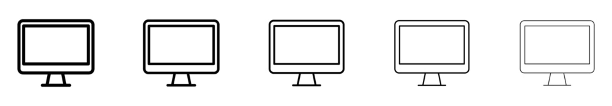 desktop computer monitor display icon. desktop computer monitor display icon showing a sleek blank electronic screen for digital workstation setup and modern tech interface design