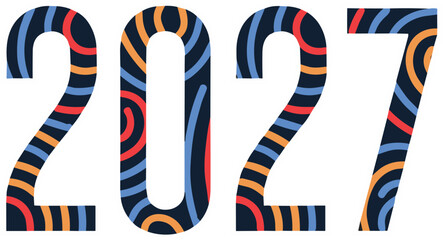 Fototapeta premium 2027 Colorful Typography Design with Abstract Pattern for New Year Celebration