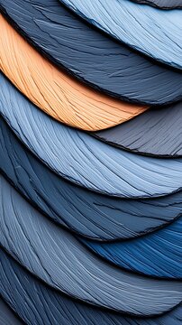 Abstract layered texture design featuring smooth paint strokes in various blue and orange shades