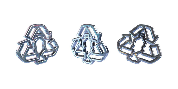 Glossy 3D Glass Icon of an Eco Sustainability Ribbon Loop Isolated on Transparent Background