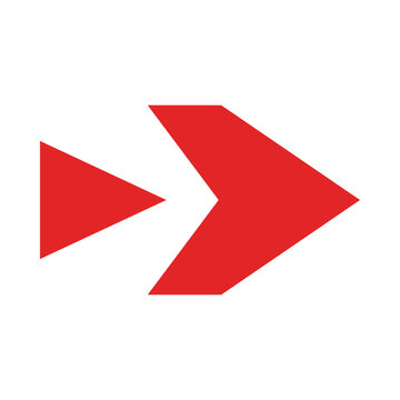 A red arrow pointing to the right with a smaller triangle preceding it
