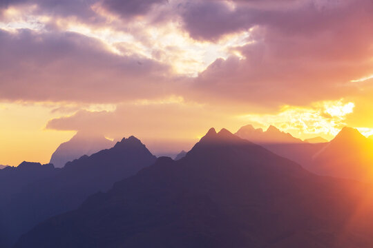Mountains on sunset