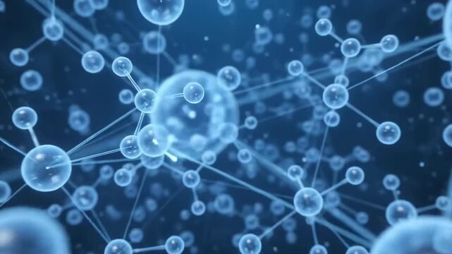 Blue Bubbles Floating Abstract Background With Glowing Particles