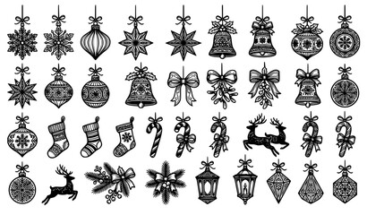 Luxury Hanging Christmas Ornament Snowflake Collection Black and White Vector EPS 1 © MD. Moniruzzaman