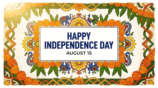 Happy independence day august 15 indian celebration banner with elephant and peacock