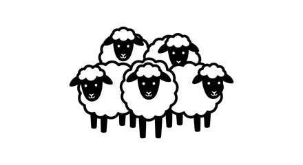 Group of sheep vector icon in minimalist black and white line art © Rahmat