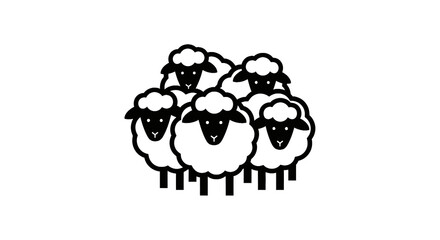 Obraz premium Group of sheep vector for livestock farming and agriculture design