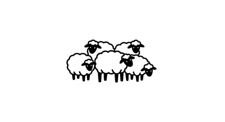 Group of sheep vector minimalist flock line art icon © Rahmat